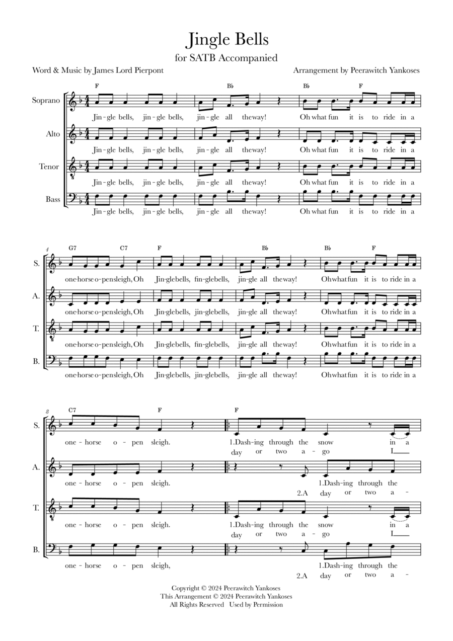 Jingle Bells Jingle Bells 4-Part scores gallery preview page 1