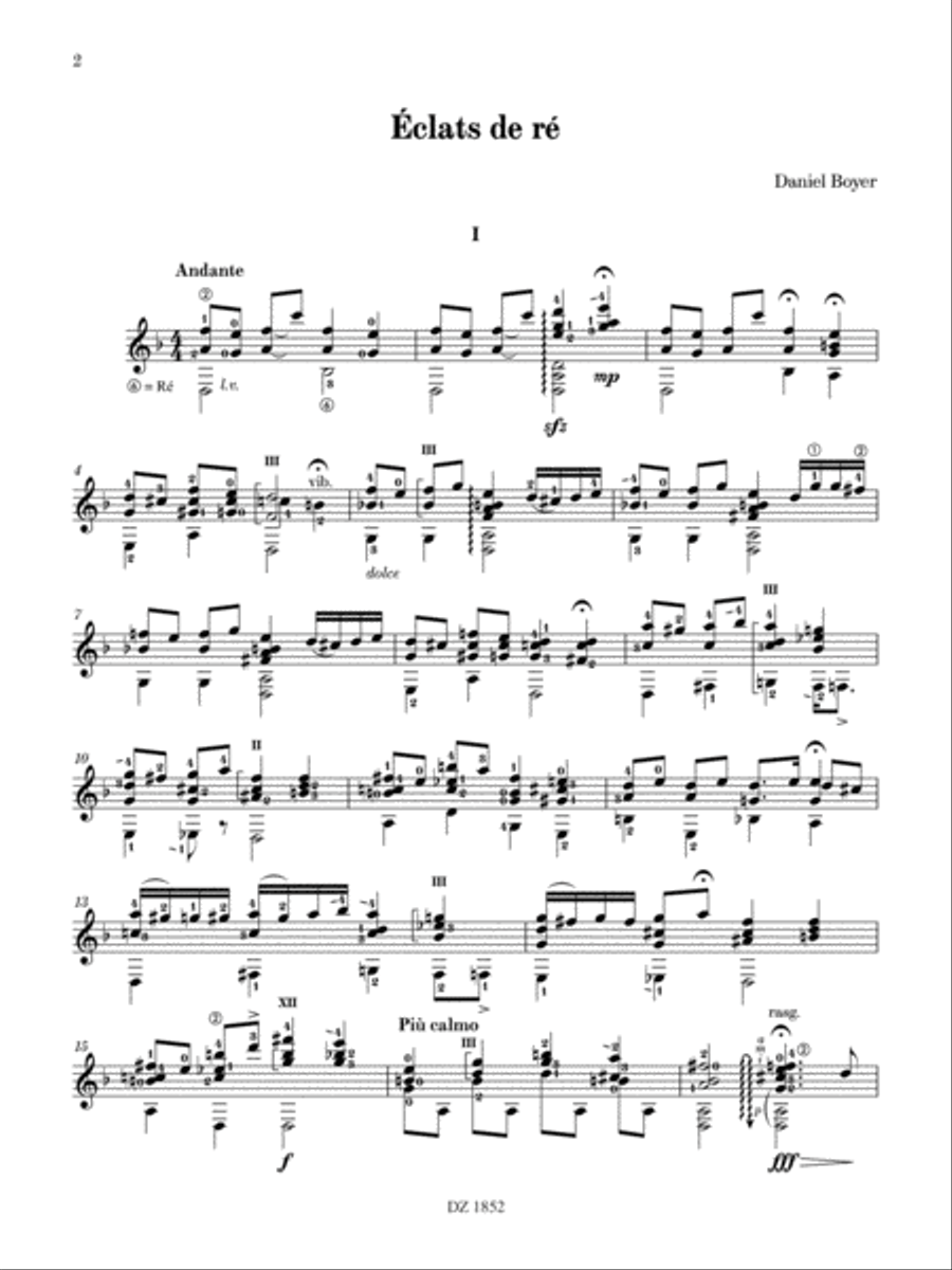 Éclats de Ré Classical Guitar scores gallery preview page 2