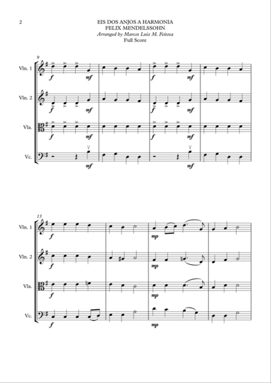 Hark The Herald Angels Sing (Eis dos Anjos a Harmonia) - String Quartet String Quartet scores gallery preview page 4