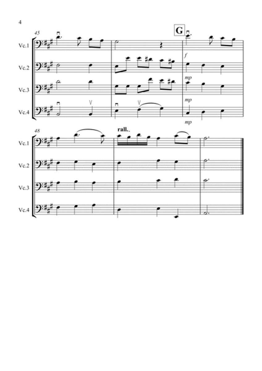 Adagio from Mozart's Clarinet Concerto for Cello Quartet image number null