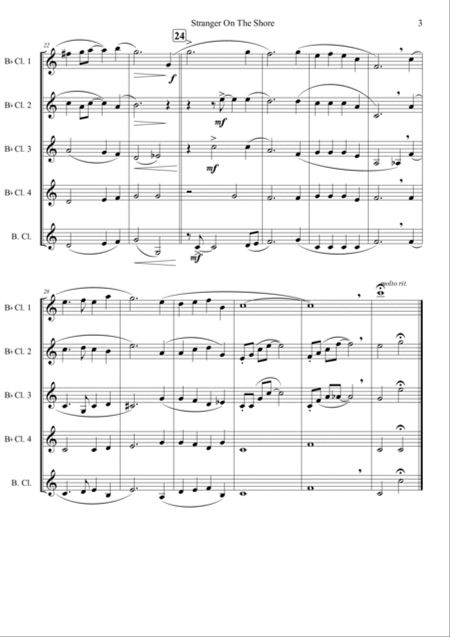 Stranger On The Shore Woodwind Quartet scores gallery preview page 3