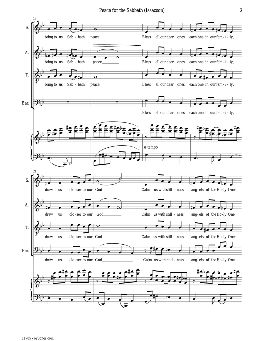 Peace for the Sabbath 4-Part scores gallery preview page 3
