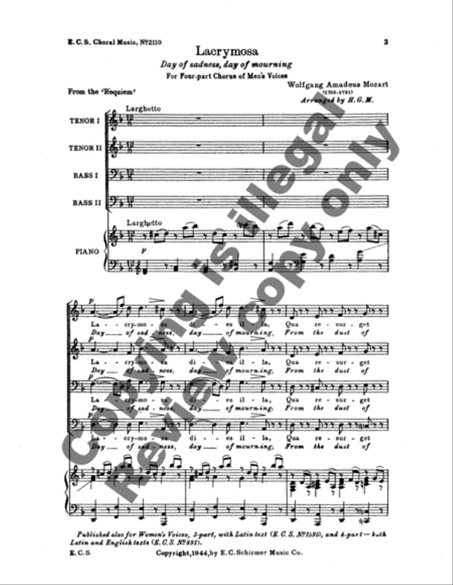Requiem: Lacrymosa (Day of Sadness) TTBB scores gallery preview page 6