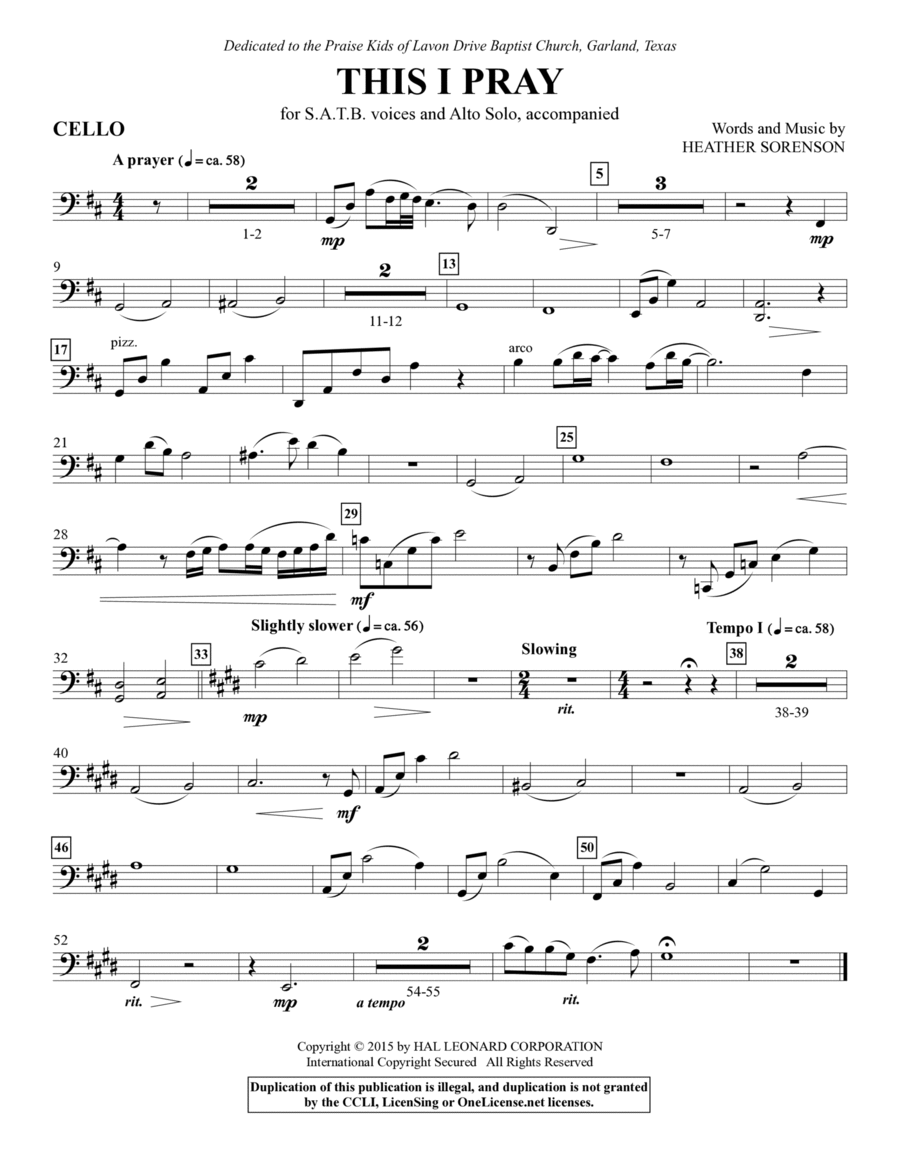 This I Pray - Cello Choir scores gallery preview page 1