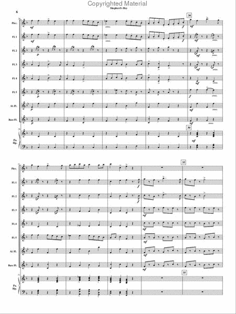 Shepherd's Hey Flute Choir scores gallery preview page 6