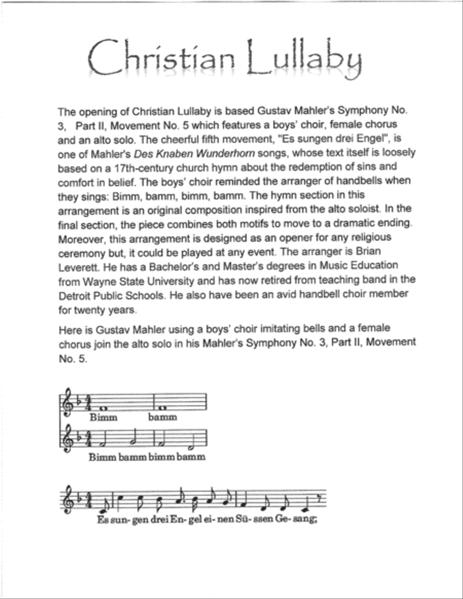 Christian Lullaby Handbell Choir scores gallery preview page 2