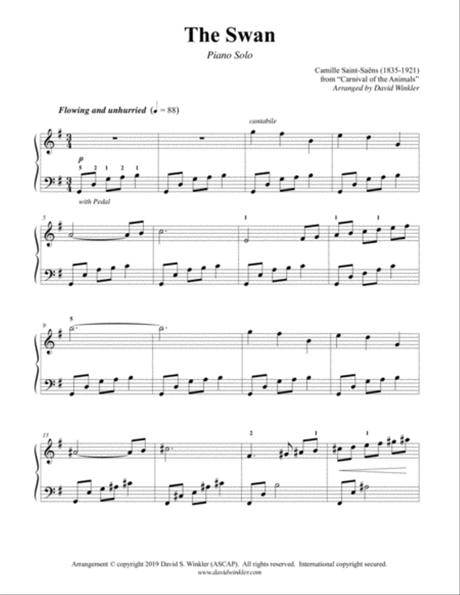 The Swan Piano Solo scores gallery preview page 1
