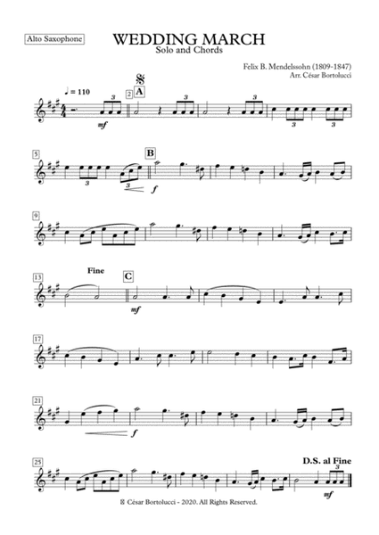 WEDDING MARCH - Alto Sax and Chords image number null