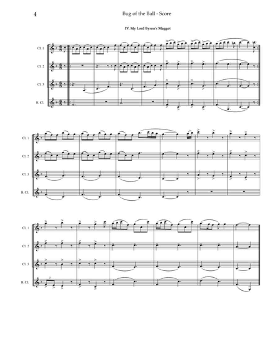 Bug of the Ball: English Fancies Clarinet Quartet scores gallery preview page 5