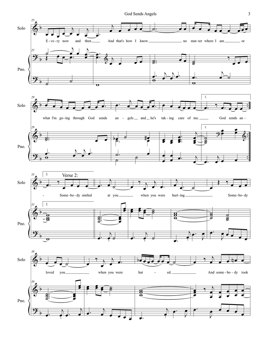 God Sends Angels God Sends Angels Piano Solo scores gallery preview page 3