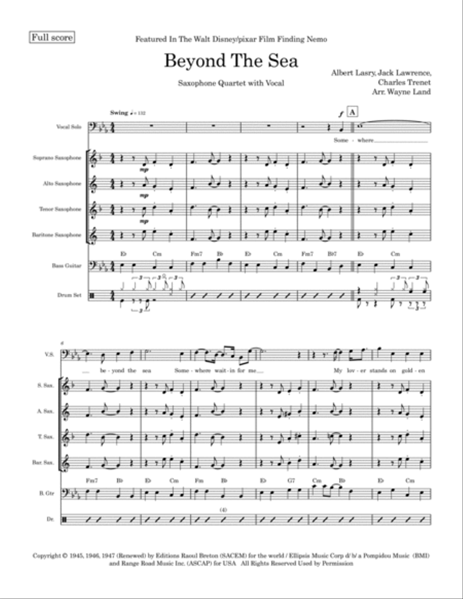 Beyond The Sea Saxophone Quartet scores gallery preview page 2