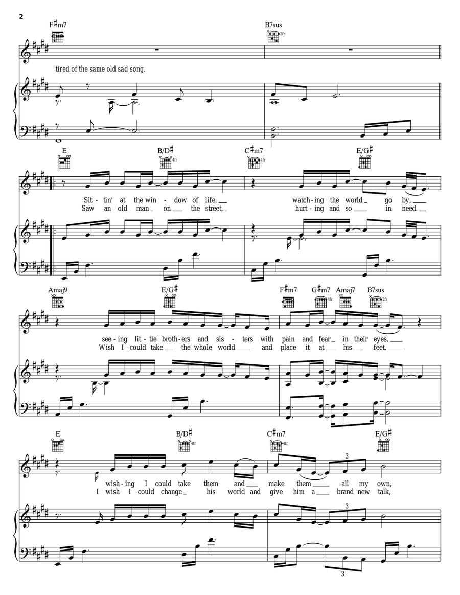 Same Sad Song Piano, Vocal, Guitar scores gallery preview page 2