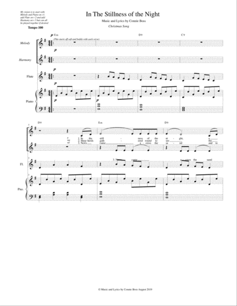 In the Stillness of the Night - Christmas song Small Ensemble scores gallery preview page 1