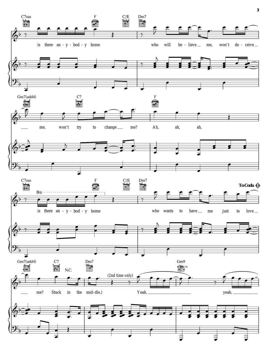 Stuck In The Middle Piano, Vocal, Guitar scores gallery preview page 3