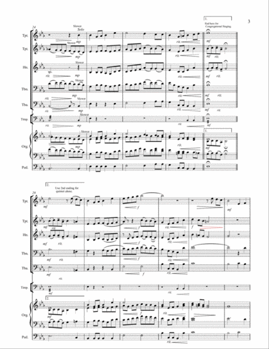 Thou Didst Leave Thy Throne - Brass Quintet with Optional Organ and Timpani Small Ensemble scores gallery preview page 4