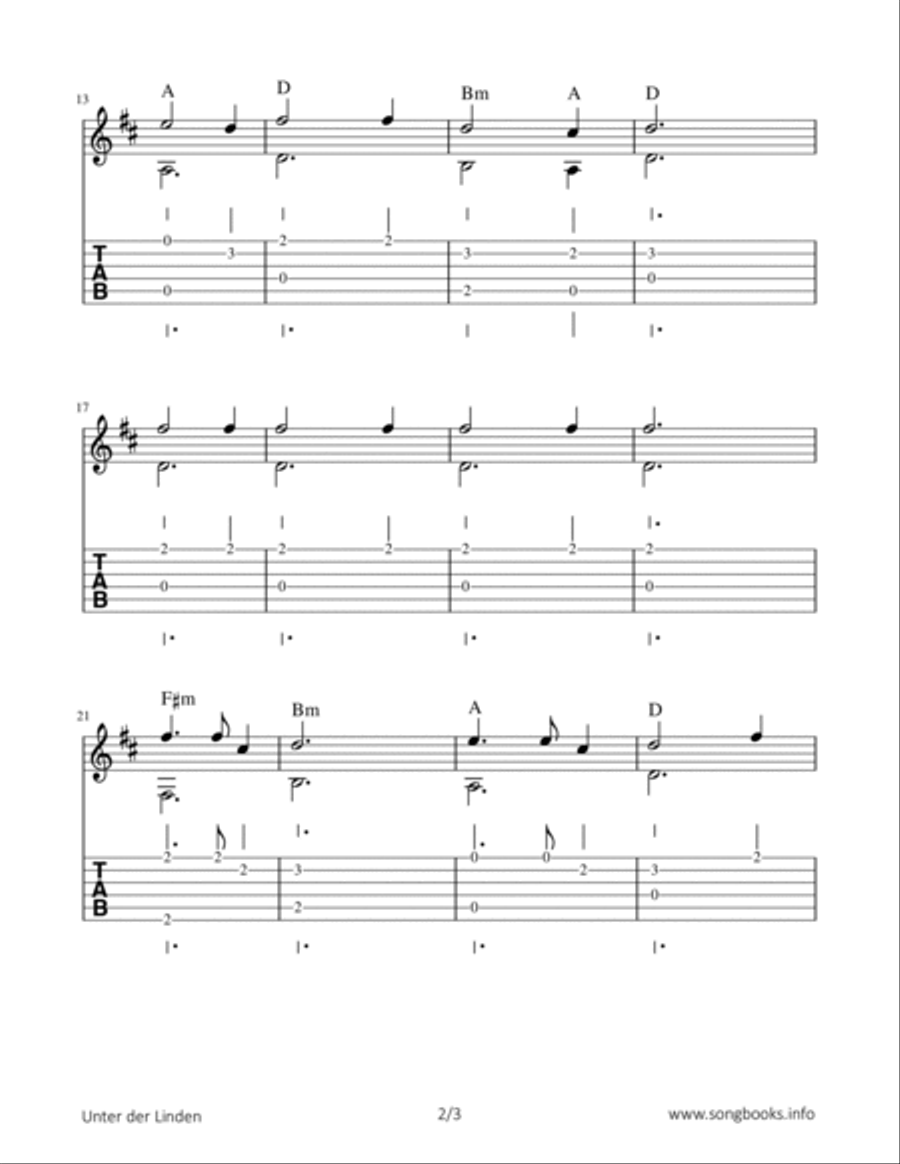 Unter der Linden Classical Guitar scores gallery preview page 2