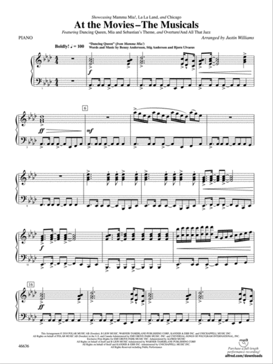 At the Movies---The Musicals: Piano Accompaniment Concert Band scores gallery preview page 1