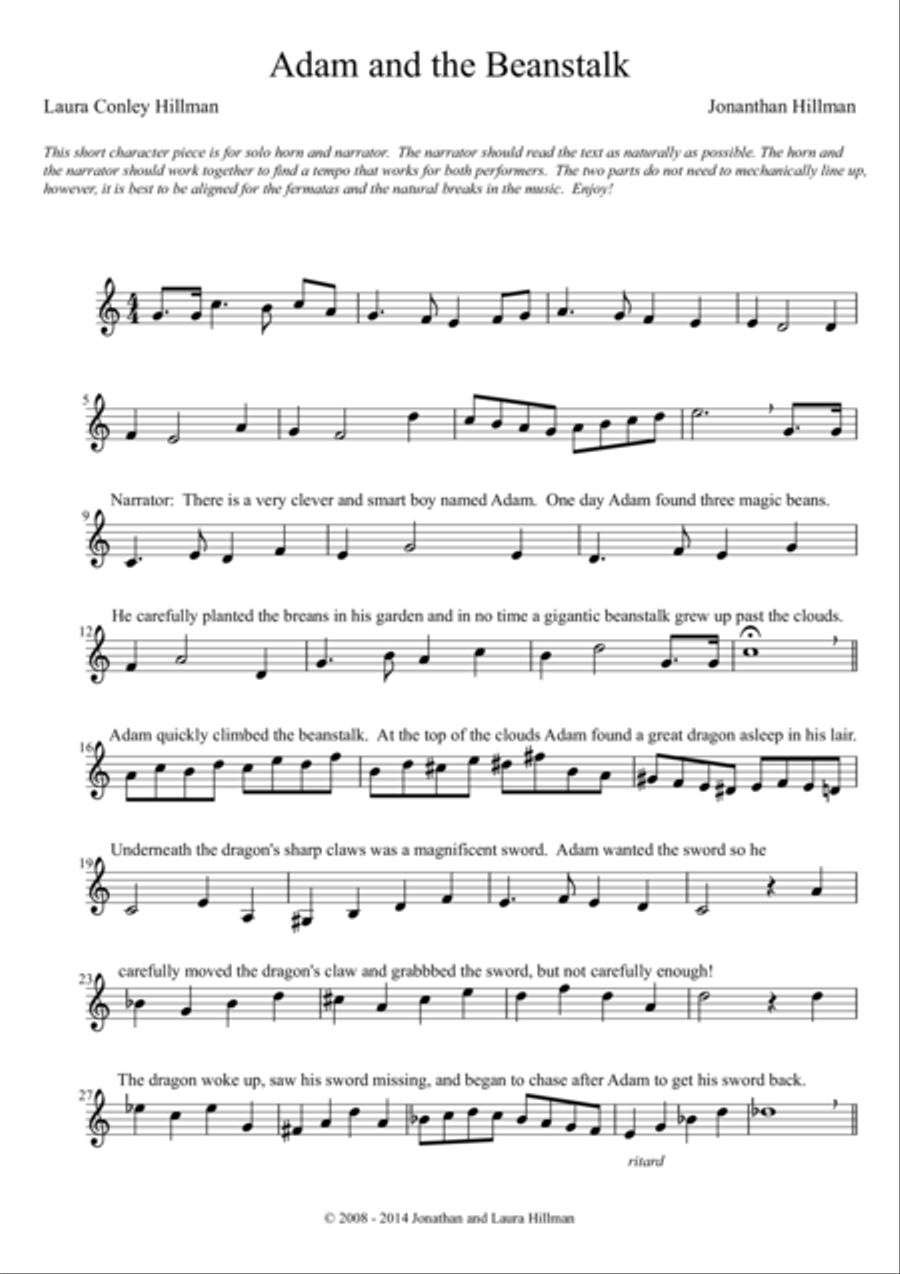 Adam and the Beanstalk Adam and the Beanstalk Horn Solo scores gallery preview page 1