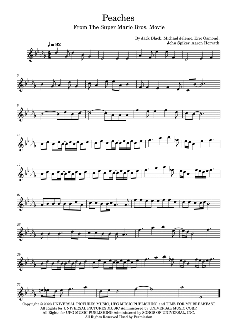 Peaches Violin Solo scores gallery preview page 1