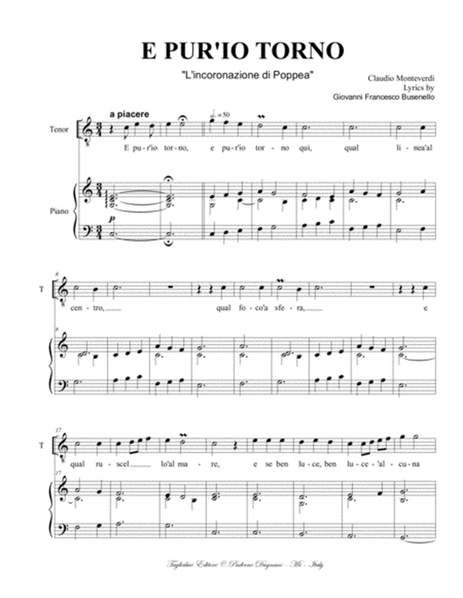 E PUR'IO TORNO - From "L'Incoronazione di Poppea" - C. Monteverdi - Arr. for Contra-Tenor and Piano (in C major) image number null