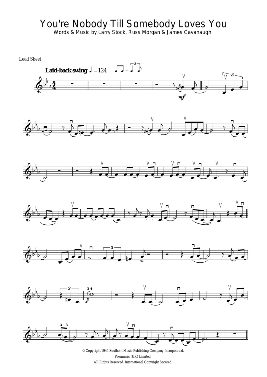 You're Nobody Till Somebody Loves You Violin Solo scores gallery preview page 1