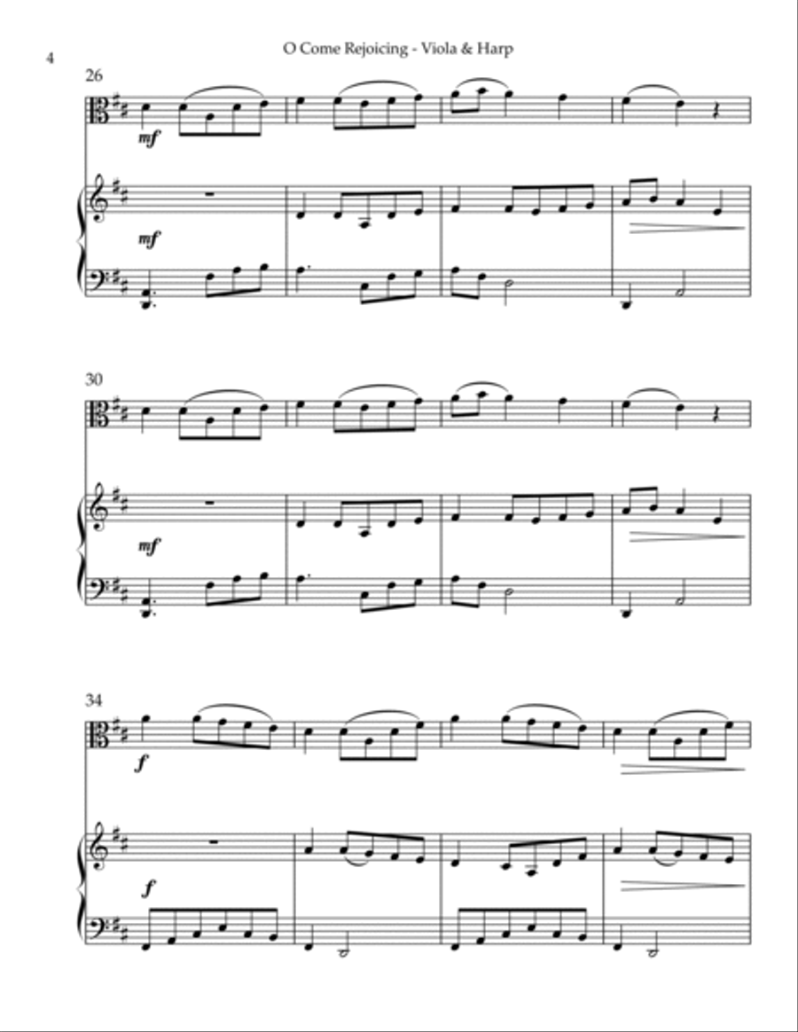 O Come Rejoicing, Duet for Viola & Harp