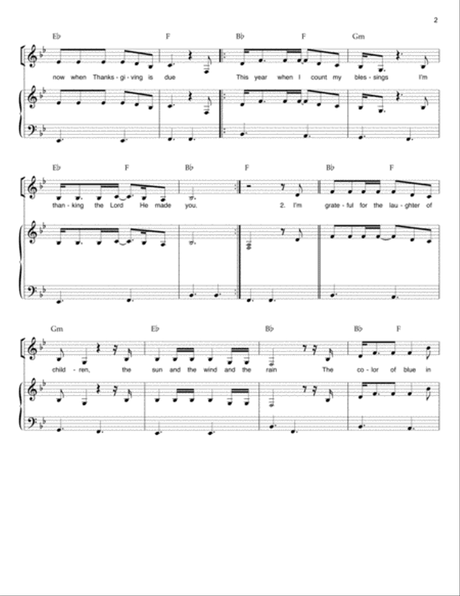Thanksgiving Prayer Piano, Vocal, Guitar scores gallery preview page 2