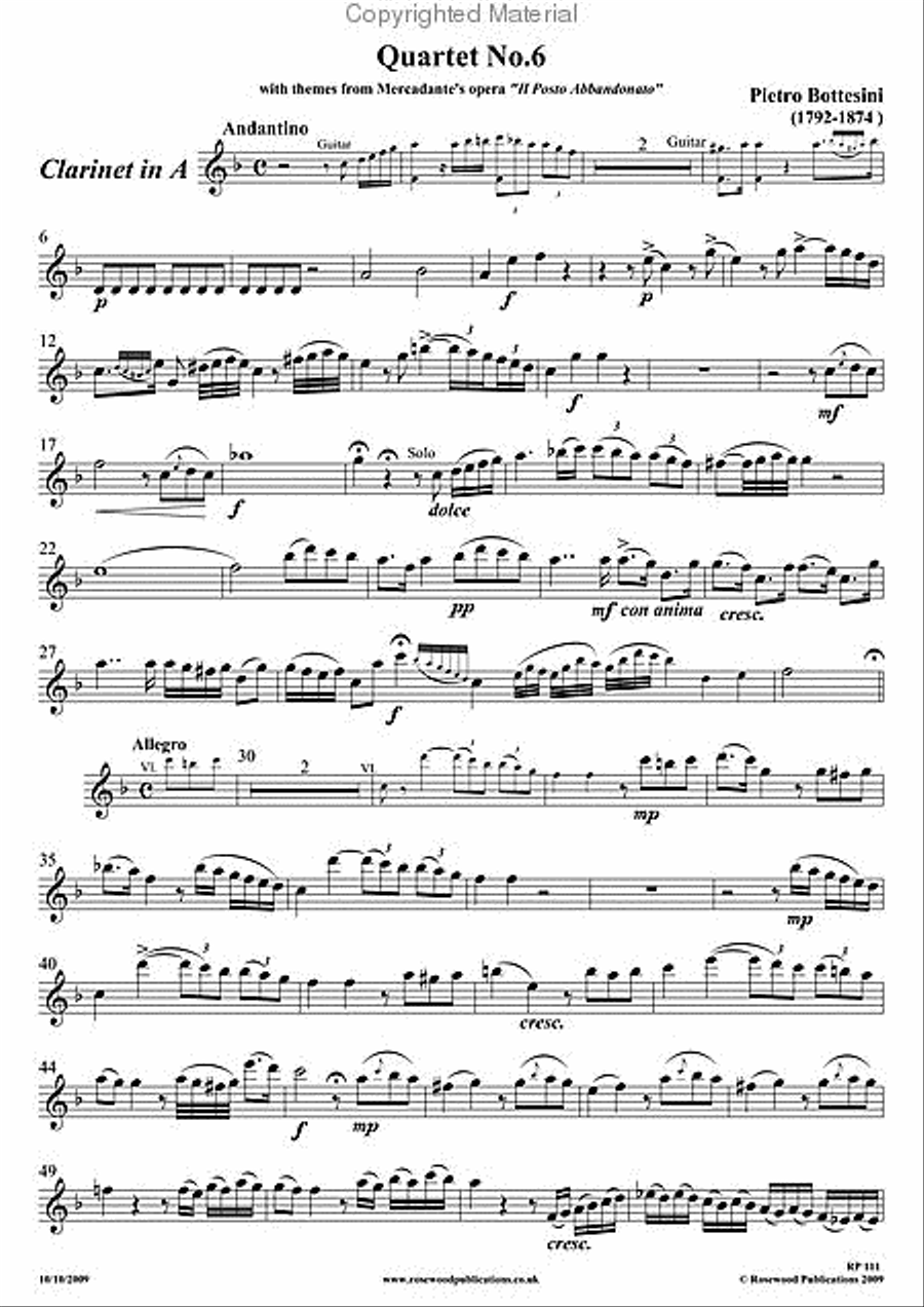 Quartet No. 6 Clarinet scores gallery preview page 3