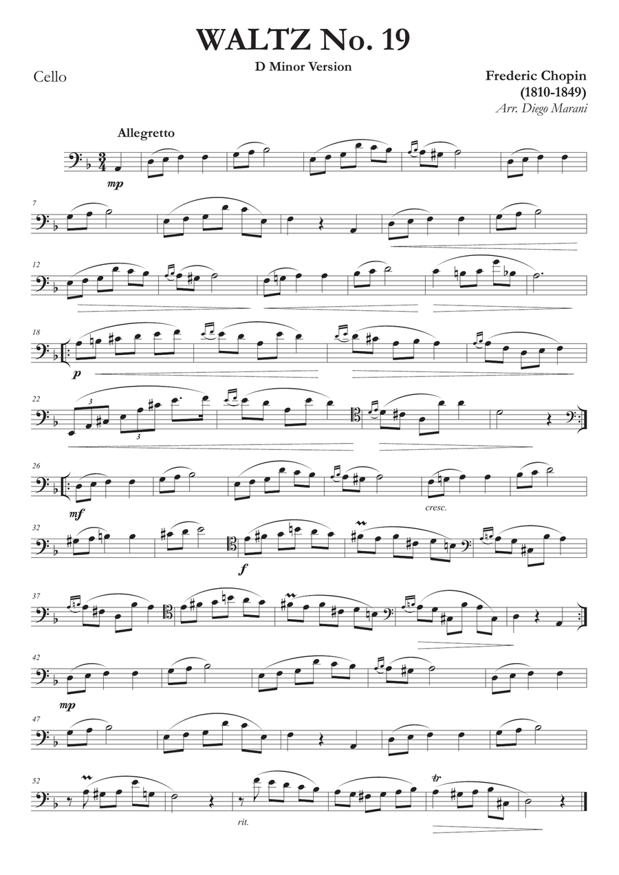 Waltz No. 19 in A Minor for Cello and Piano Piano scores gallery preview page 2