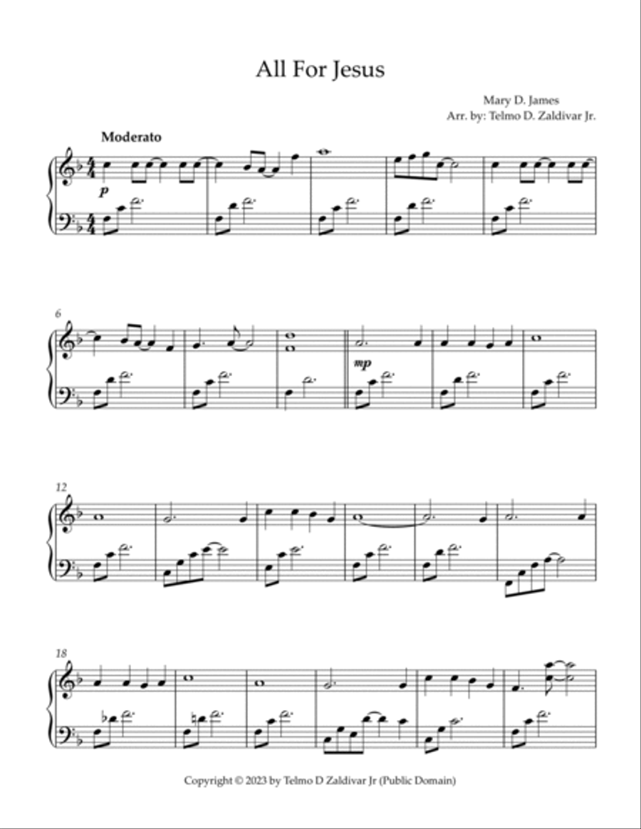 All For Jesus Piano Solo scores gallery preview page 2
