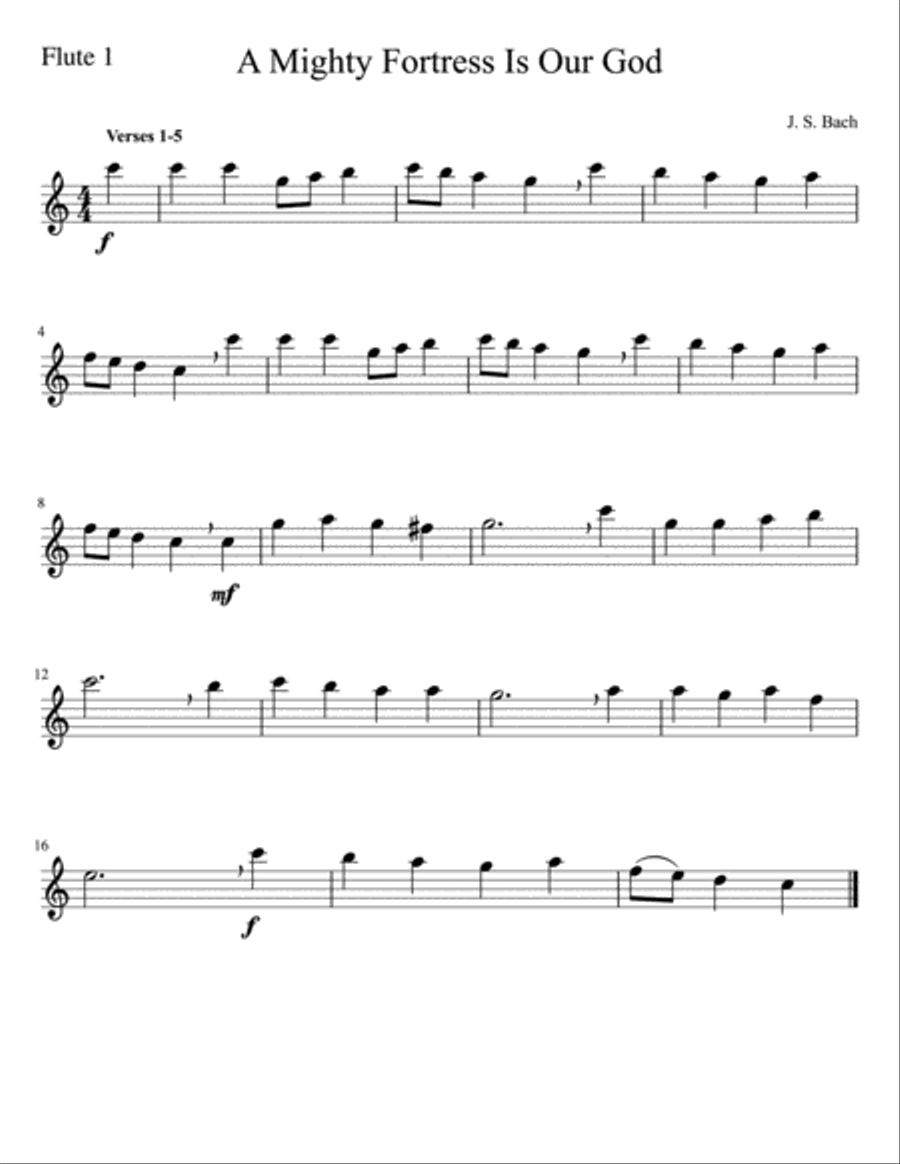 A Mighty Fortress is Our God (flute quartet) Flute Quartet scores gallery preview page 4