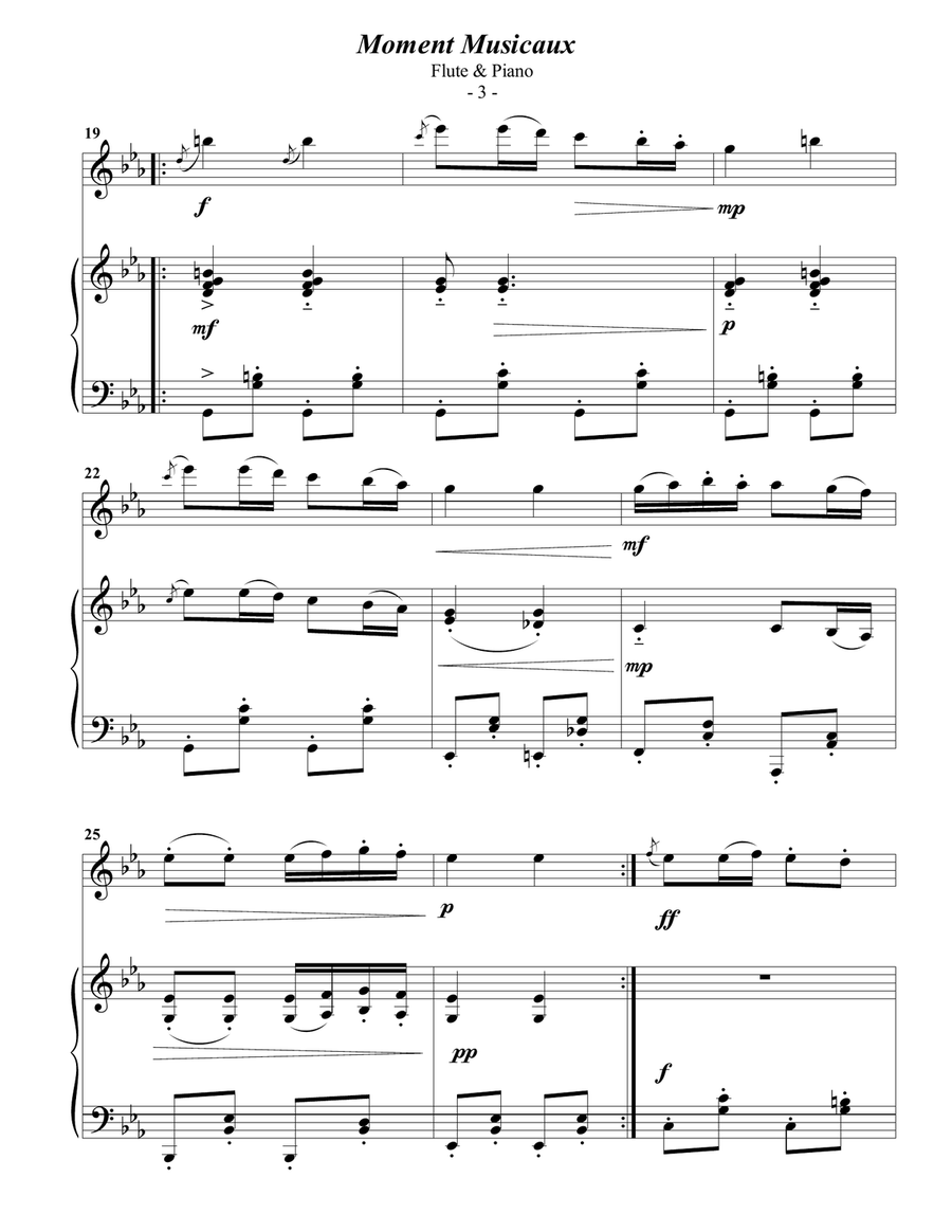 Schubert: Moment Musicaux for Flute & Piano Flute Solo scores gallery preview page 3