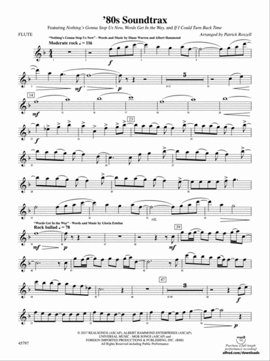 '80s Soundtrax: Flute '80s Soundtrax: Flute Concert Band scores gallery preview page 1