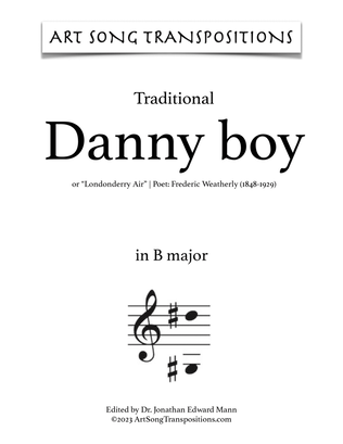 Book cover for TRADITIONAL: Danny boy (transposed to B major)