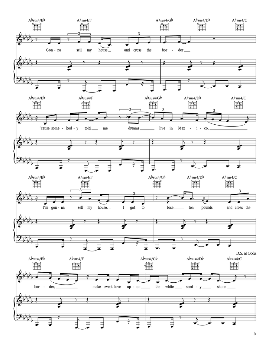 Vegas Vegas Piano, Vocal, Guitar scores gallery preview page 5