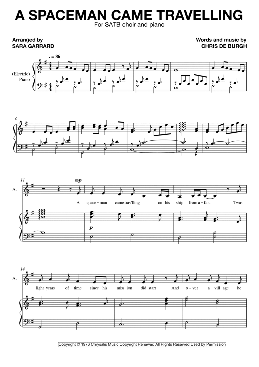 A Spaceman Came Travelling 4-Part scores gallery preview page 1