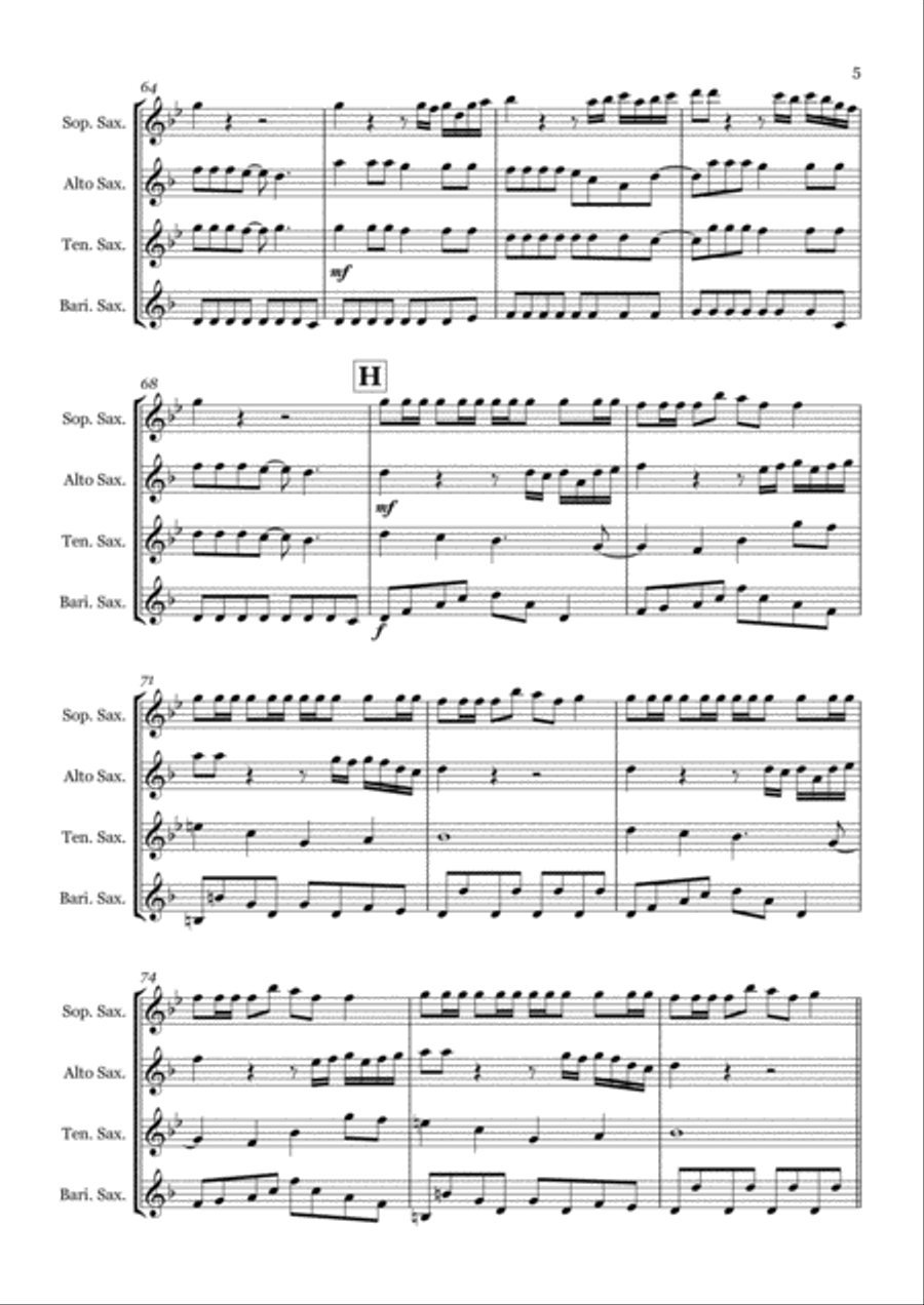 Telephone (feat. Beyonce) Saxophone Quartet scores gallery preview page 5