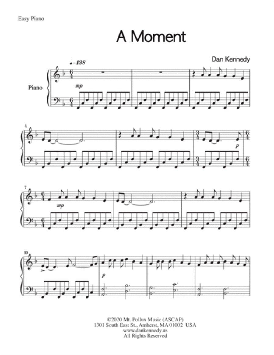 A Moment (Easy Piano) Easy Piano scores gallery preview page 2