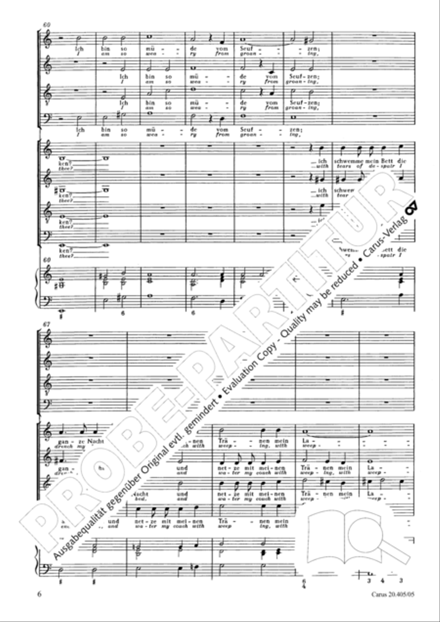 O Lord, rebuke me not in thy wrath (Ach Herr, straf mich nicht in deinem Zorn) 4-Part scores gallery preview page 7
