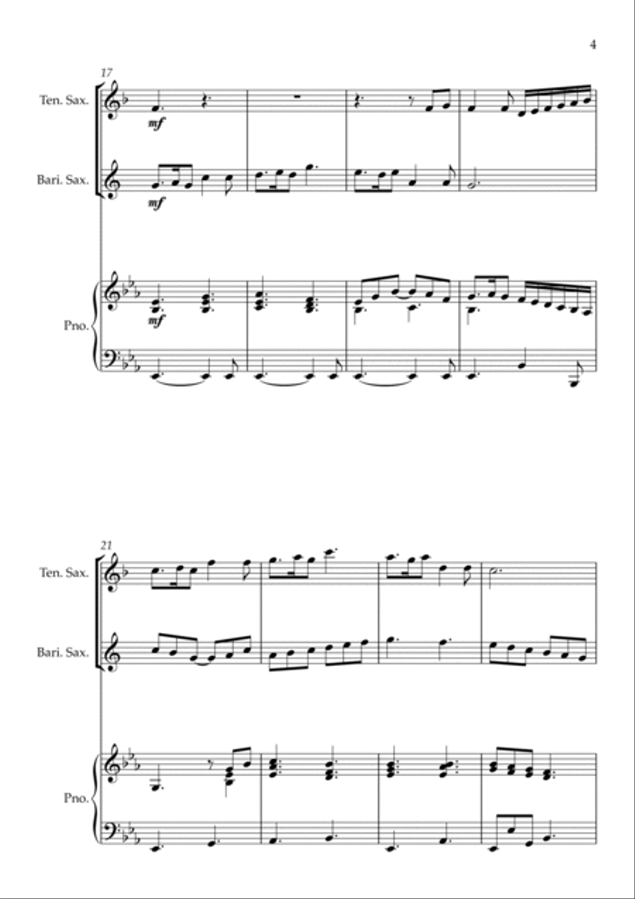 The Skye Boat Song (Theme from 'Outlander') - Tenor and Baritone Saxophone Duet with Piano Woodwind Duet scores gallery preview page 5