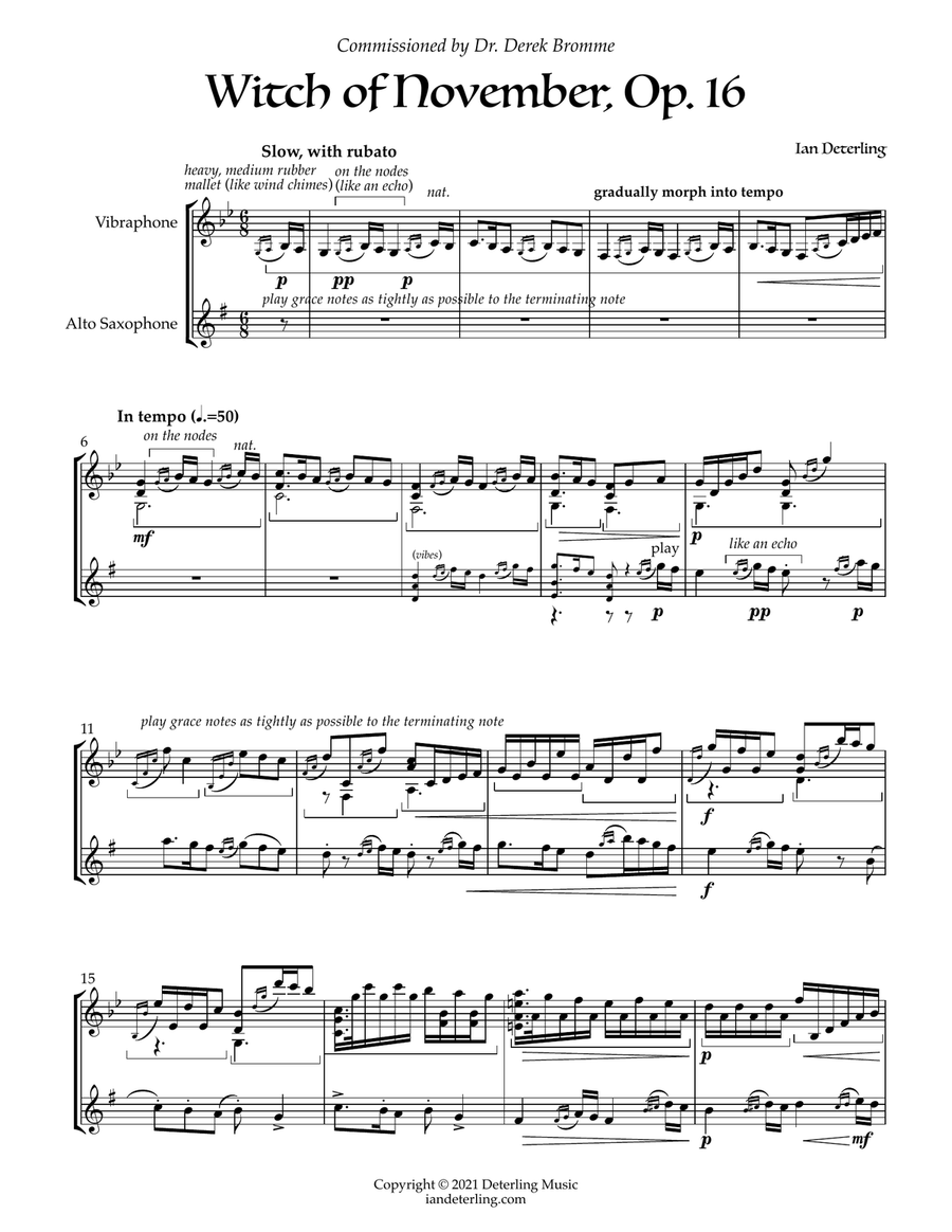 Witch of November (for alto saxophone and vibraphone) Alto Saxophone scores gallery preview page 5