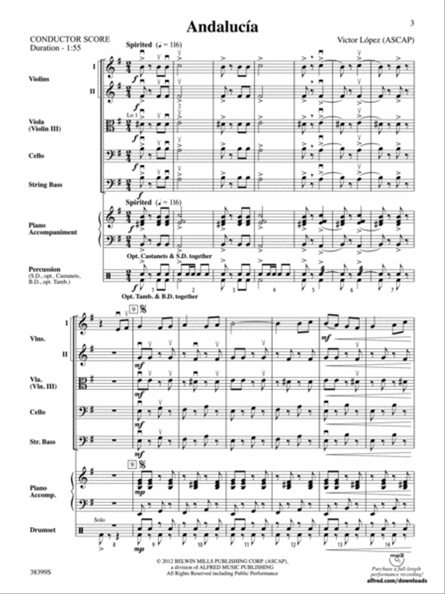 Andalucía: Score String Orchestra scores gallery preview page 3