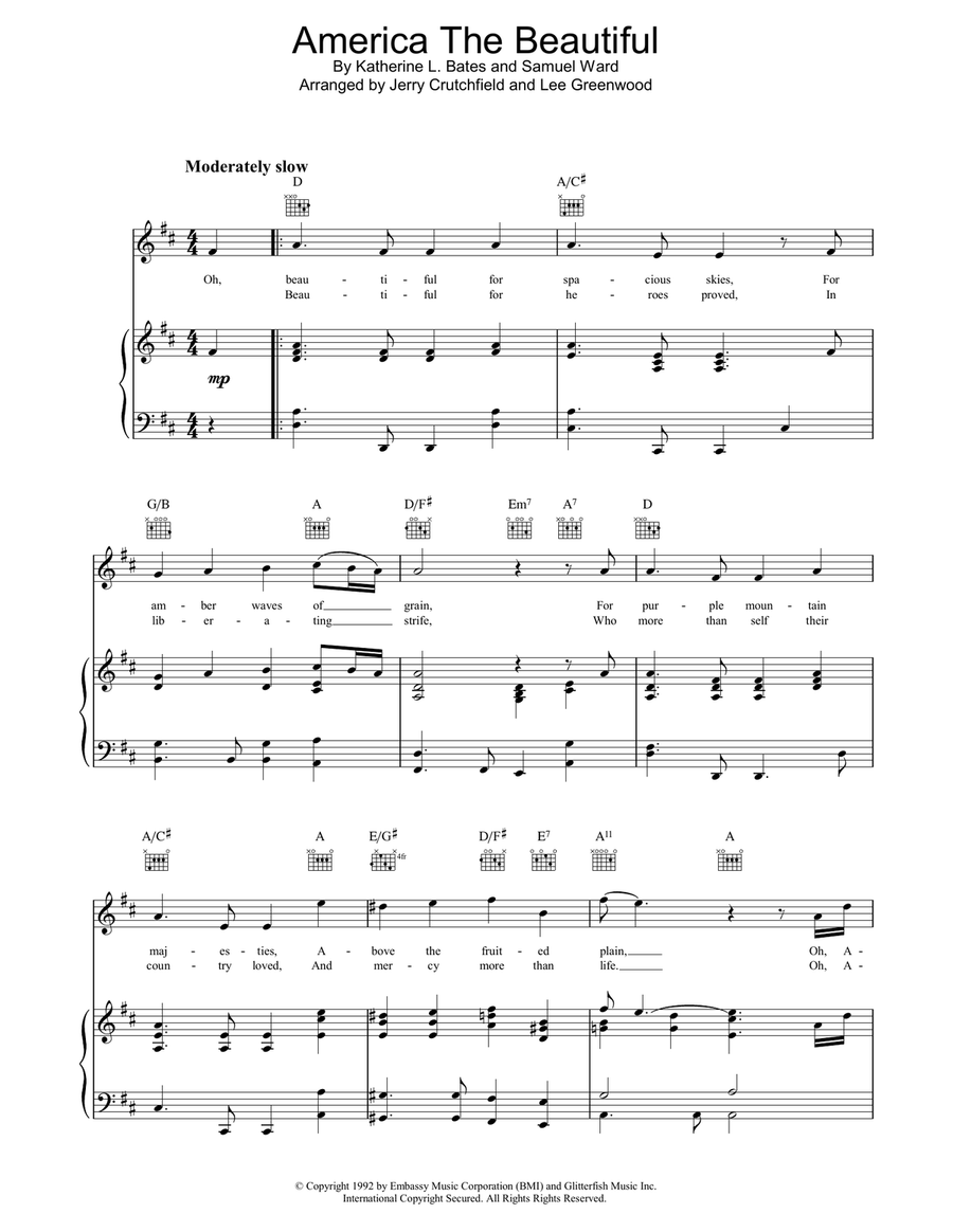 America The Beautiful America The Beautiful Guitar scores gallery preview page 1