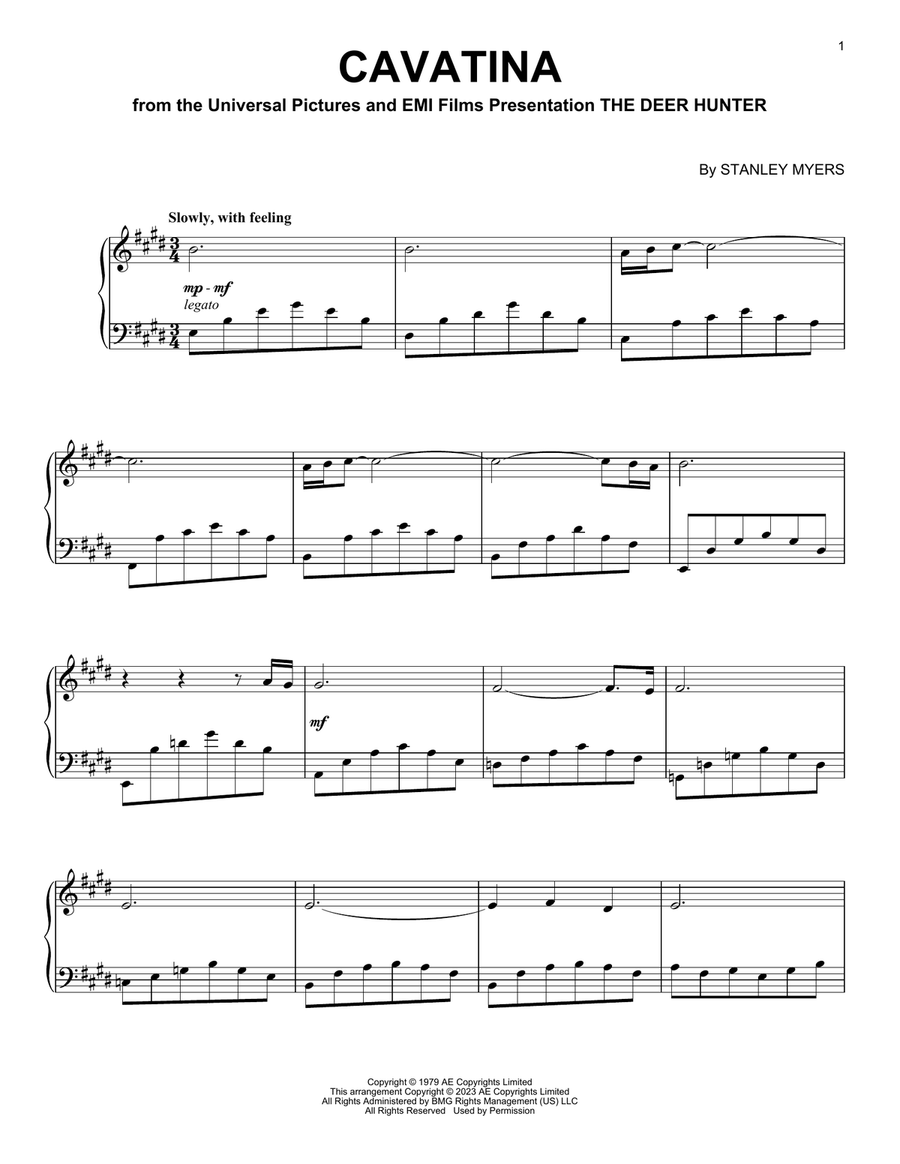 Cavatina (from The Deer Hunter) Piano Solo scores gallery preview page 1