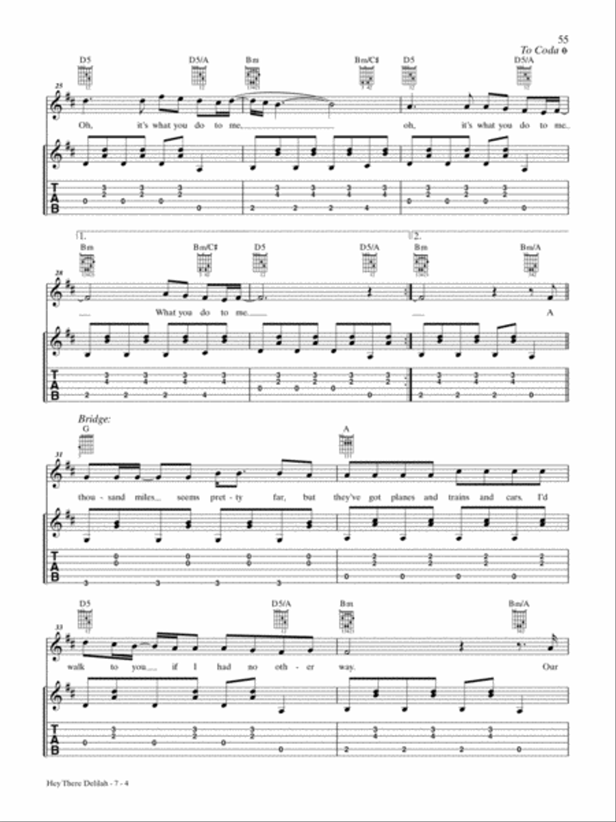 Hey There Delilah Guitar Tablature scores gallery preview page 4