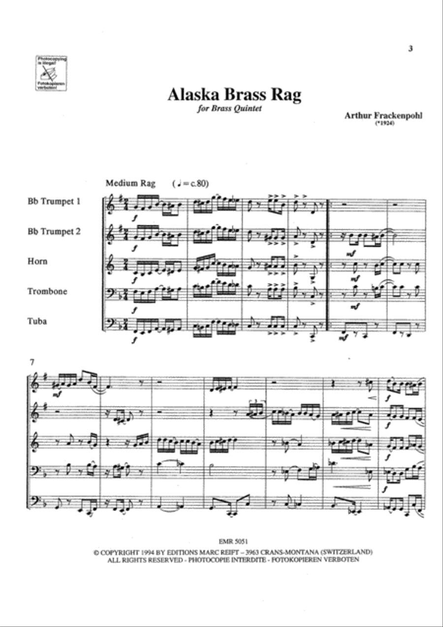 Alaska Brass Rag Brass Quintet scores gallery preview page 6