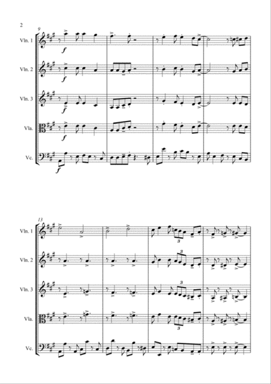 Country Garden - A Jazz Arrangement - for String Quartet String Quartet scores gallery preview page 2