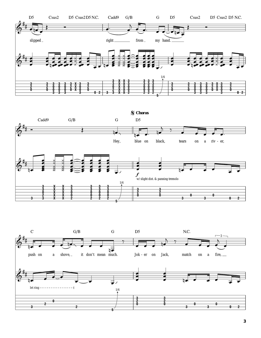 Blue On Black Acoustic Guitar scores gallery preview page 3