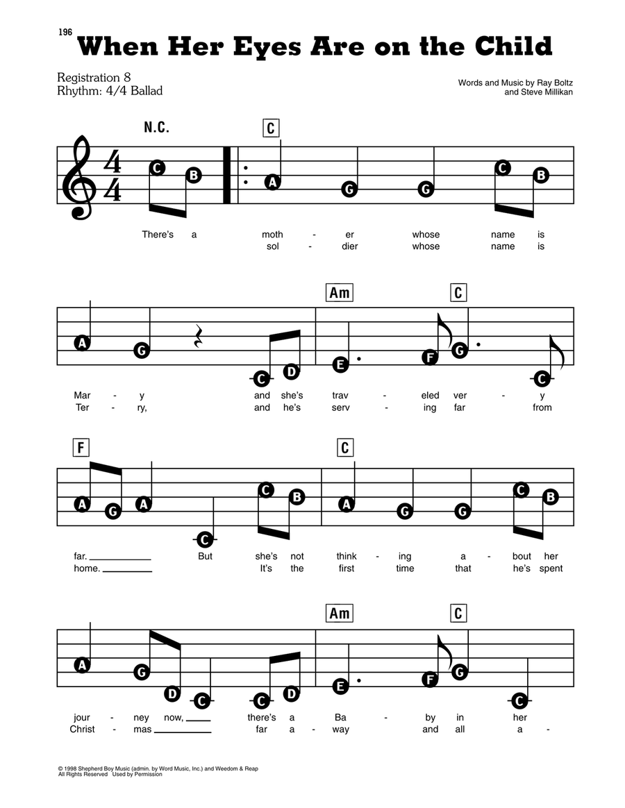 When Her Eyes Are On The Child Electronic Keyboard scores gallery preview page 1