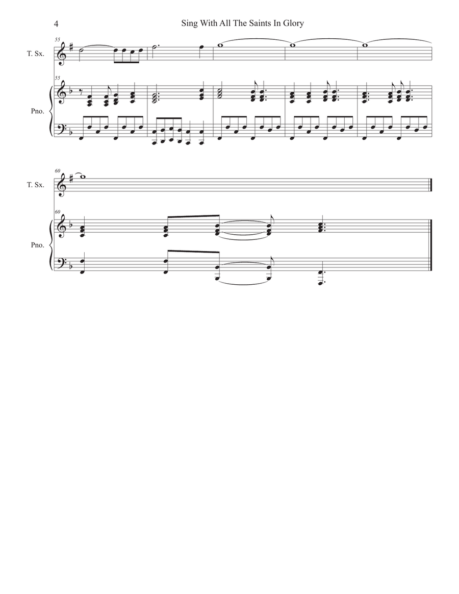 Sing With All The Saints In Glory (Tenor Saxophone and Piano) Tenor Saxophone scores gallery preview page 4